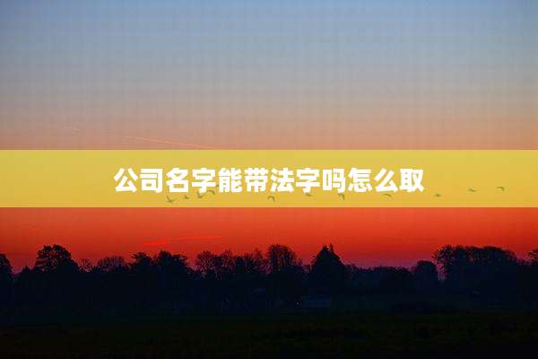 公司名字能带法字吗怎么取