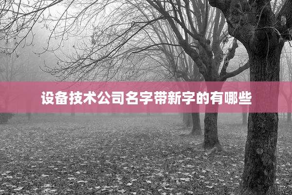设备技术公司名字带新字的有哪些