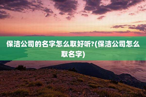 保洁公司的名字怎么取好听?(保洁公司怎么取名字)