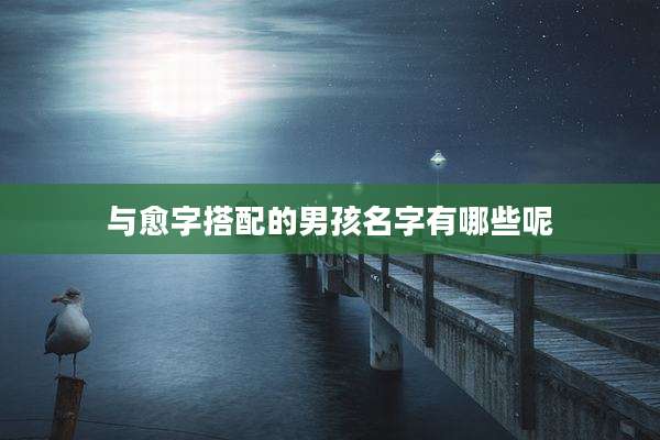 与愈字搭配的男孩名字有哪些呢
