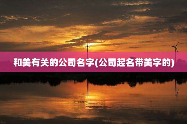 和美有关的公司名字(公司起名带美字的)