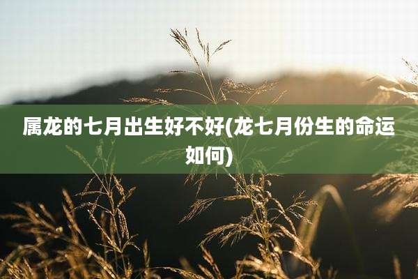 属龙的七月出生好不好(龙七月份生的命运如何)