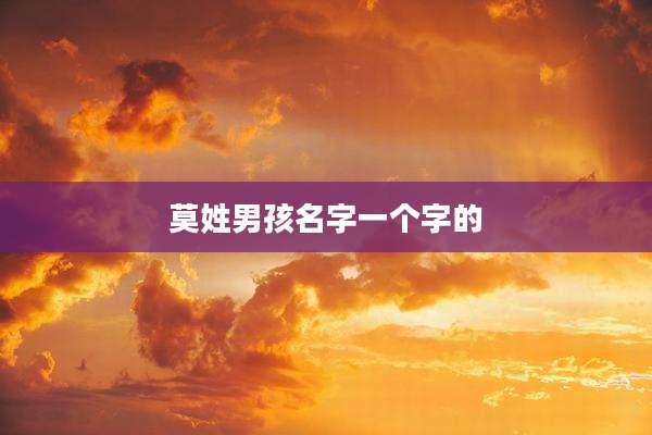 莫姓男孩名字一个字的
