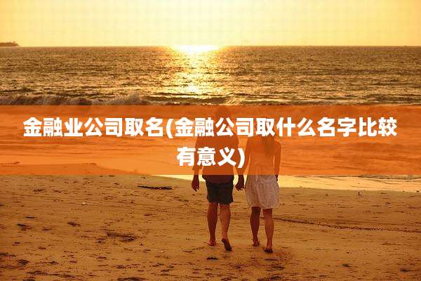 金融业公司取名(金融公司取什么名字比较有意义)