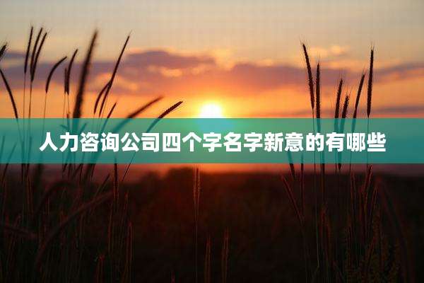 人力咨询公司四个字名字新意的有哪些