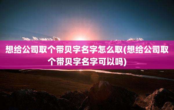 想给公司取个带贝字名字怎么取(想给公司取个带贝字名字可以吗)