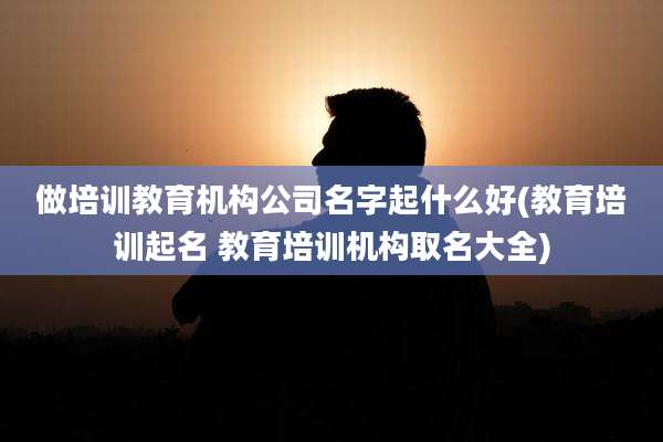 做培训教育机构公司名字起什么好(教育培训起名 教育培训机构取名大全)