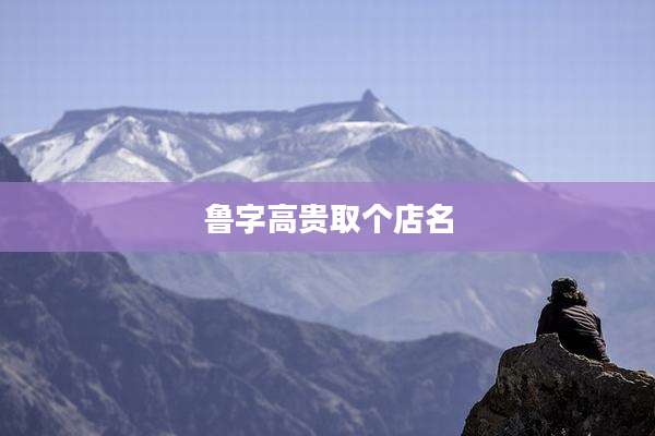 鲁字高贵取个店名