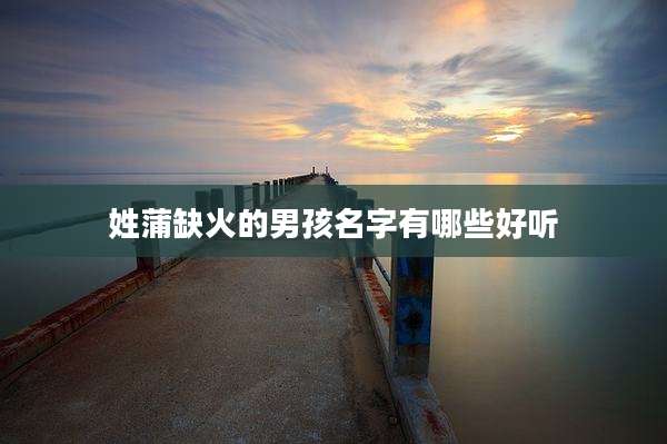 姓蒲缺火的男孩名字有哪些好听