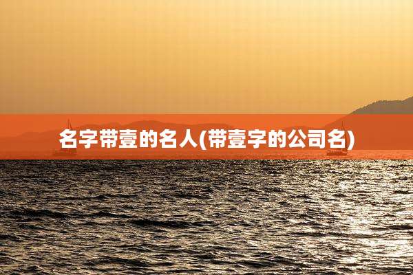 名字带壹的名人(带壹字的公司名)