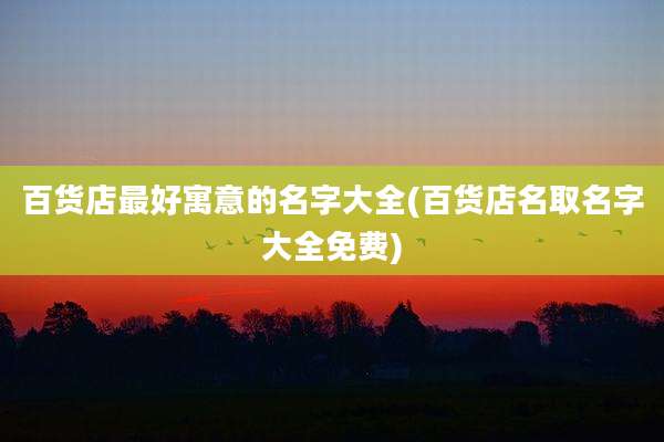 百货店最好寓意的名字大全(百货店名取名字大全免费)