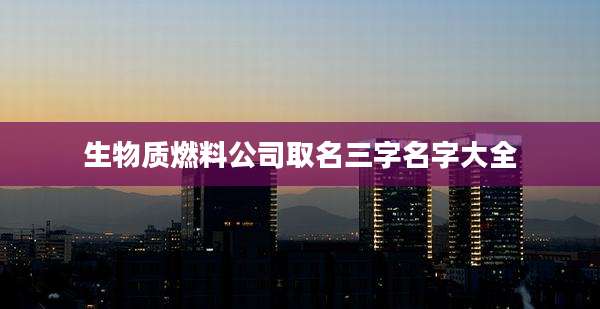 生物质燃料公司取名三字名字大全