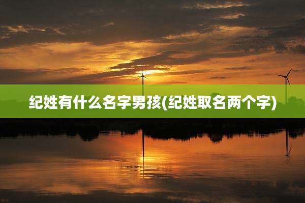 纪姓有什么名字男孩(纪姓取名两个字)