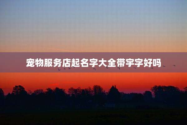 宠物服务店起名字大全带宇字好吗