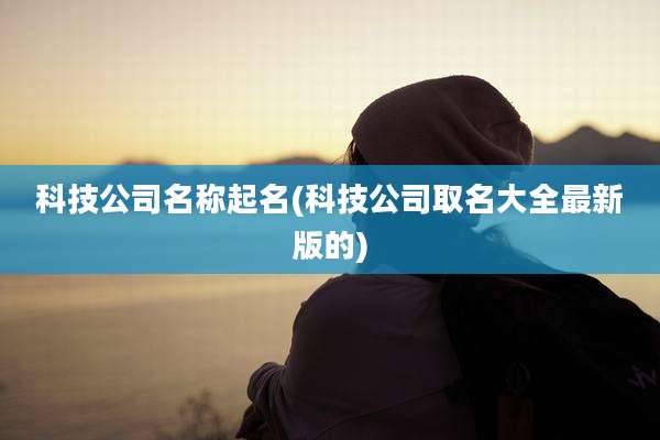 科技公司名称起名(科技公司取名大全最新版的)