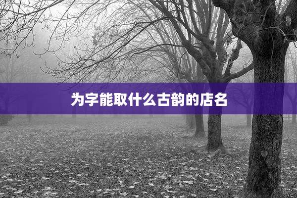 为字能取什么古韵的店名