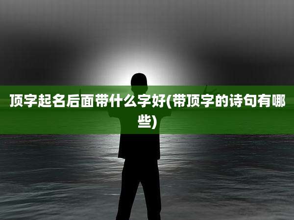 顶字起名后面带什么字好(带顶字的诗句有哪些)