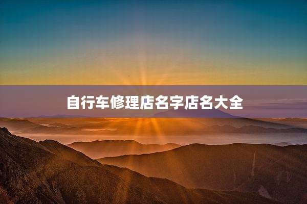 自行车修理店名字店名大全