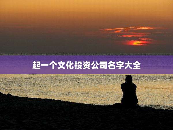 起一个文化投资公司名字大全
