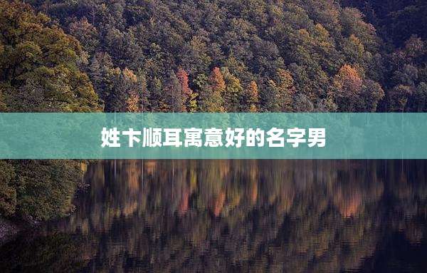 姓卞顺耳寓意好的名字男