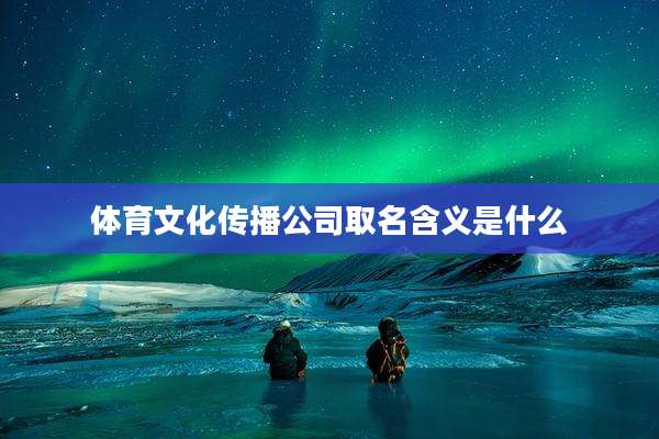 体育文化传播公司取名含义是什么