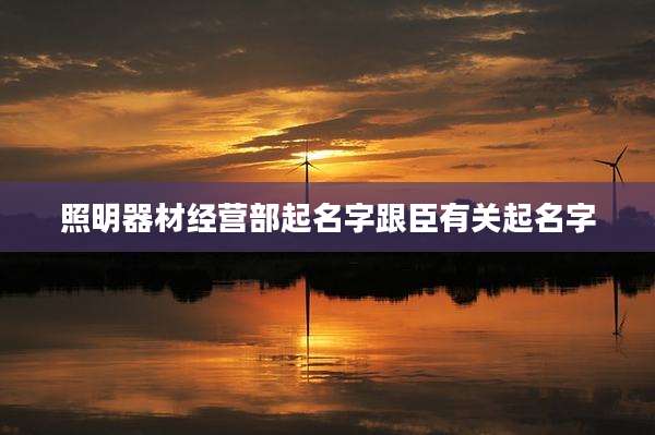 照明器材经营部起名字跟臣有关起名字