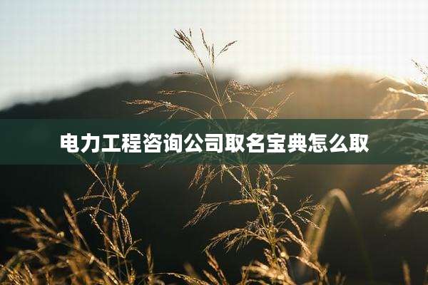 电力工程咨询公司取名宝典怎么取