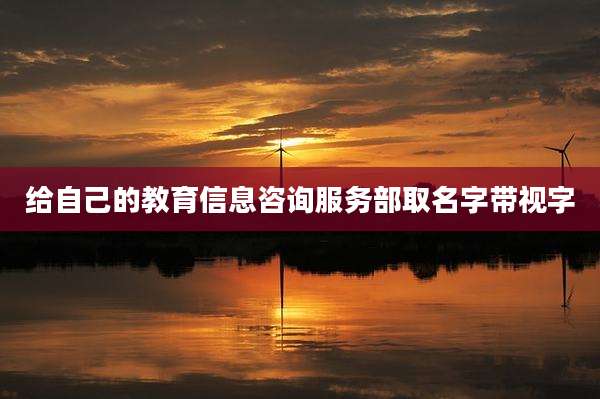 给自己的教育信息咨询服务部取名字带视字