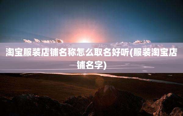 淘宝服装店铺名称怎么取名好听(服装淘宝店铺名字)
