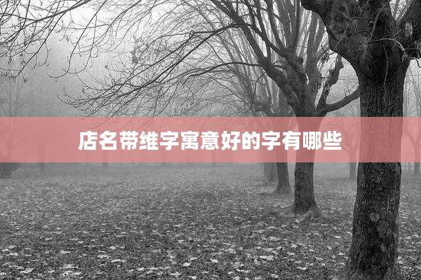 店名带维字寓意好的字有哪些