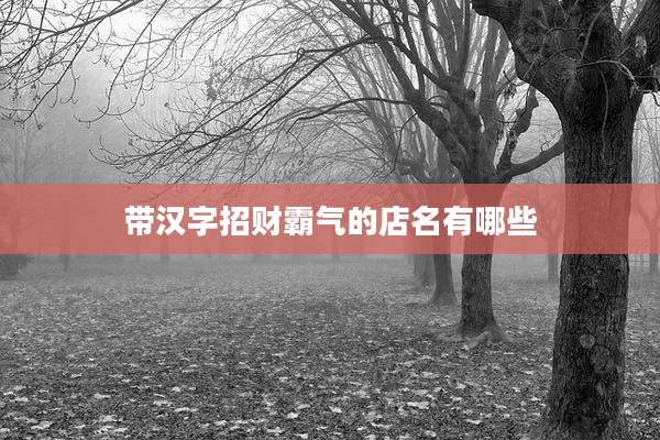 带汉字招财霸气的店名有哪些