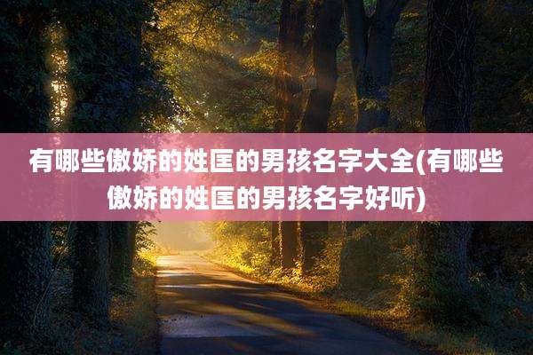 有哪些傲娇的姓匡的男孩名字大全(有哪些傲娇的姓匡的男孩名字好听)