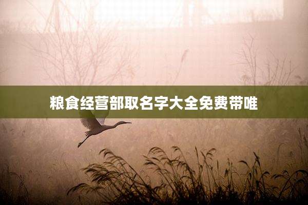 粮食经营部取名字大全免费带唯