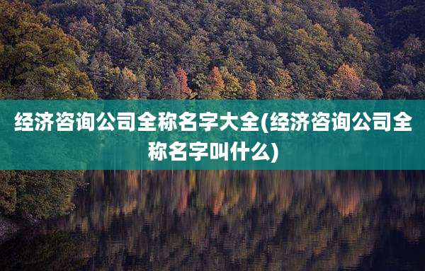 经济咨询公司全称名字大全(经济咨询公司全称名字叫什么)