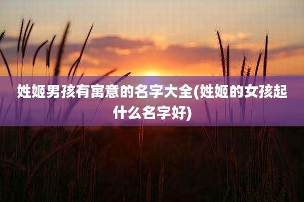 姓姬男孩有寓意的名字大全(姓姬的女孩起什么名字好)