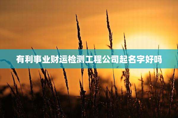 有利事业财运检测工程公司起名字好吗