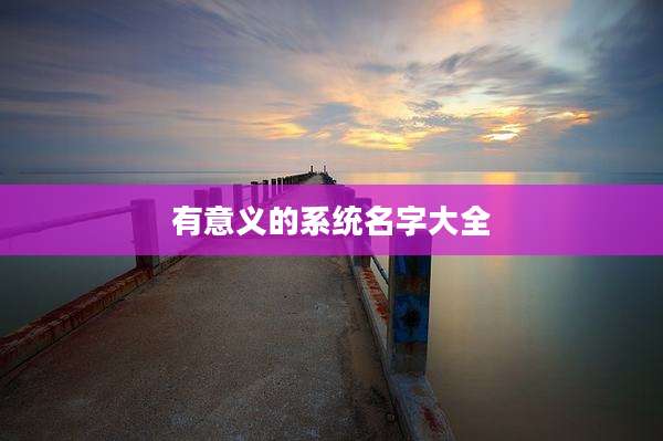 有意义的系统名字大全