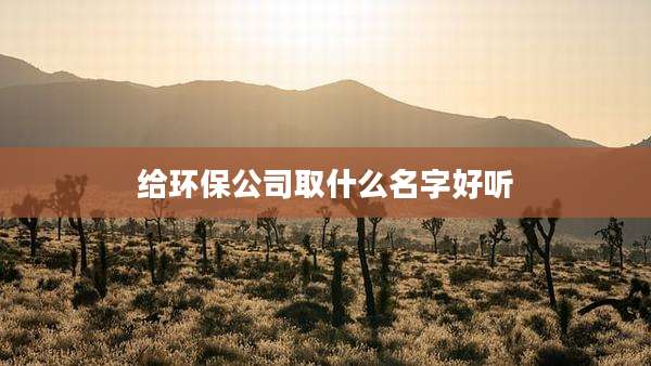 给环保公司取什么名字好听