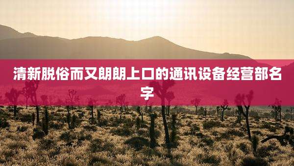 清新脱俗而又朗朗上口的通讯设备经营部名字