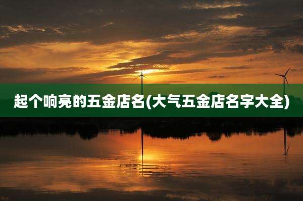 起个响亮的五金店名(大气五金店名字大全)