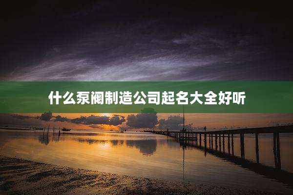 什么泵阀制造公司起名大全好听