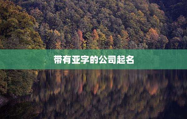 带有亚字的公司起名