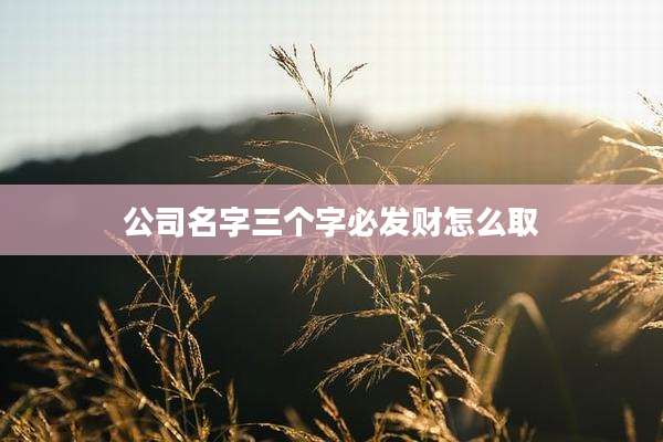 公司名字三个字必发财怎么取