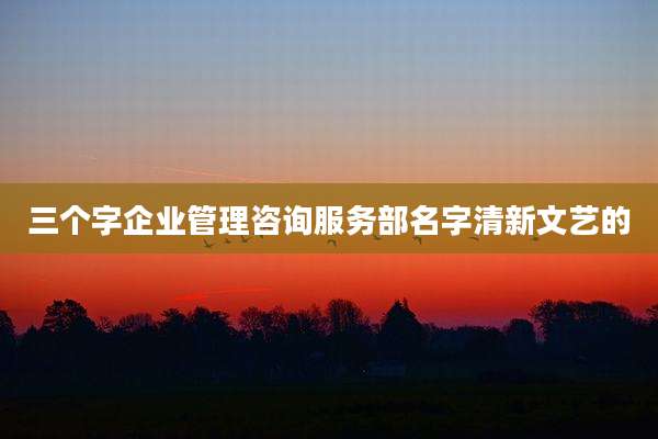三个字企业管理咨询服务部名字清新文艺的