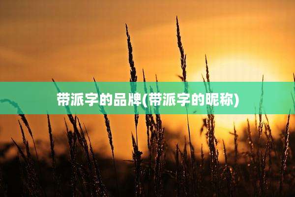 带派字的品牌(带派字的昵称)