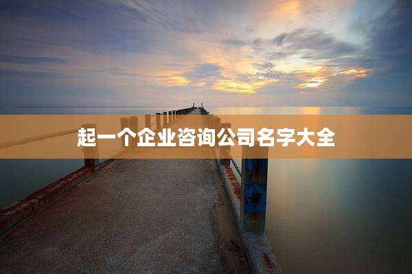 起一个企业咨询公司名字大全