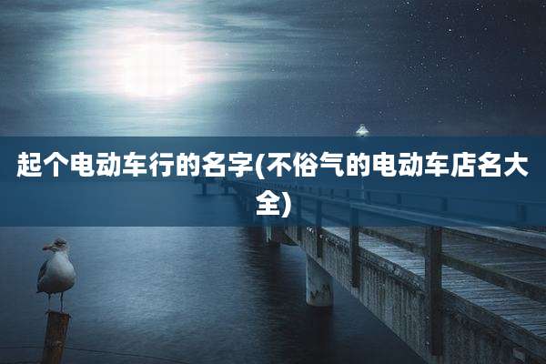 起个电动车行的名字(不俗气的电动车店名大全)