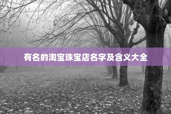 有名的淘宝珠宝店名字及含义大全