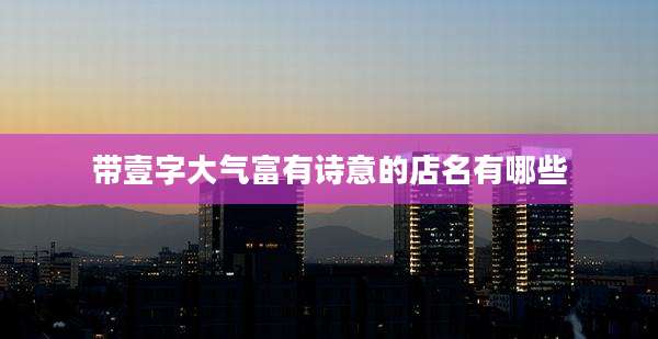 带壹字大气富有诗意的店名有哪些
