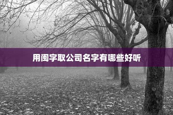 用闽字取公司名字有哪些好听